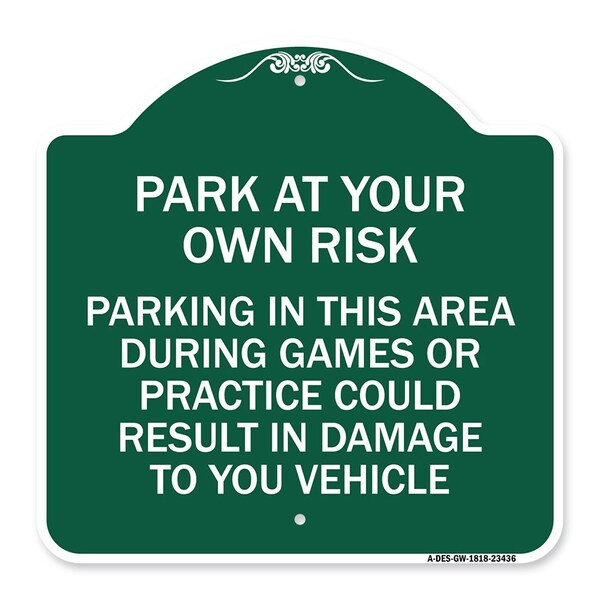Parking in This Area During Games or Practices Could Result in Damage to Your Vehicle, GW-1818-23436